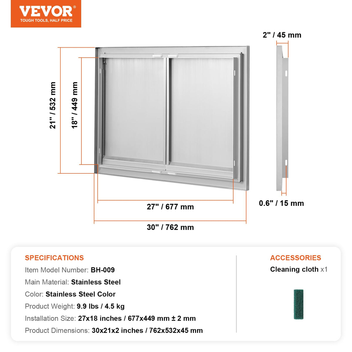 VEVOR seamless frame highlights thickened edges for durability