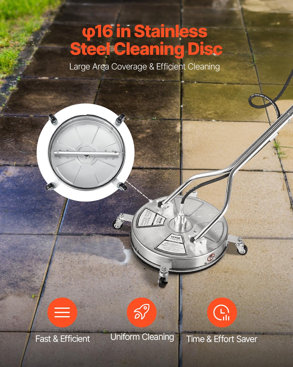 VEVOR stainless steel body construction highlights durability and long-lasting performance.