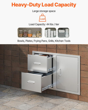 VEVOR stainless steel drawer construction resists rust and weather