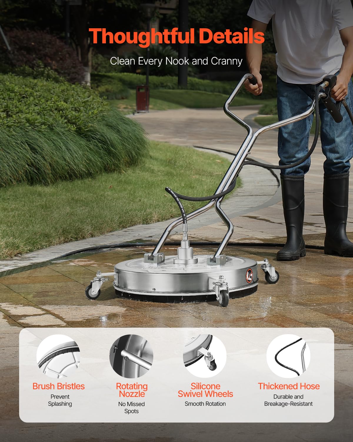 VEVOR surface cleaner rotating handle aids ergonomic sweeping