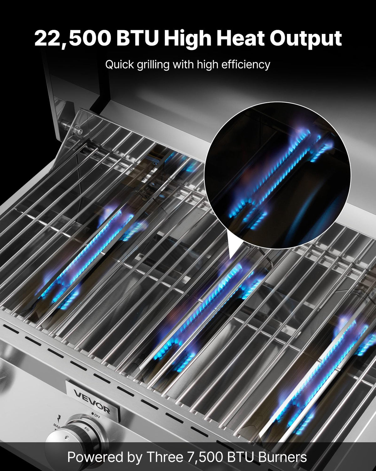 VEVOR 3-burner grill delivers fast, even heat for steaks and veggies