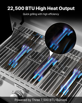 VEVOR 3-burner grill delivers fast, even heat for steaks and veggies