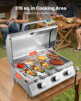 VEVOR table-top grill cooking-area offers space for large meals
