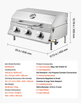 VEVOR dual-gas-connections provide propane or natural gas flexibility