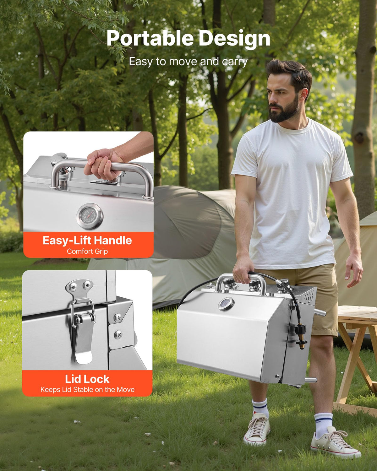 VEVOR locking-lid keeps the grill secure during transport