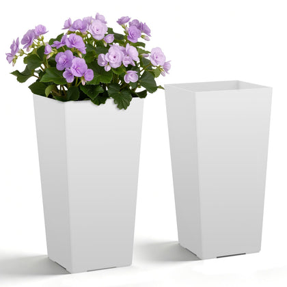 VEVOR tall planter 22-inch white on front porch for durable outdoor styling.