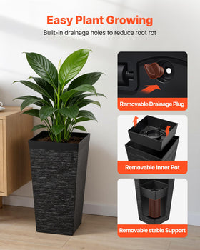 VEVOR 23-inch planter with built-in caster base for easy relocation.