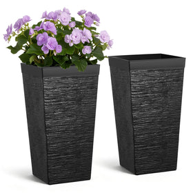 VEVOR tall planter 23-inch front view with modern striped design for curb appeal.