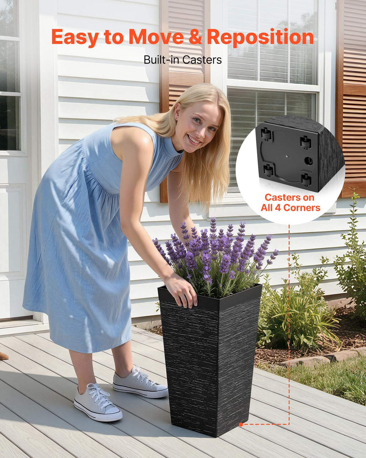 VEVOR tall planter inner pot for flexible soil or potted planting options.