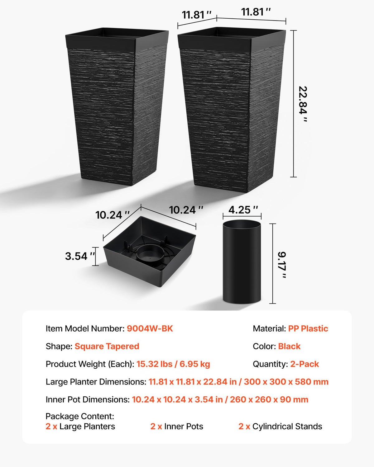 VEVOR modern-striped tall planter adds contemporary style to porch or balcony.