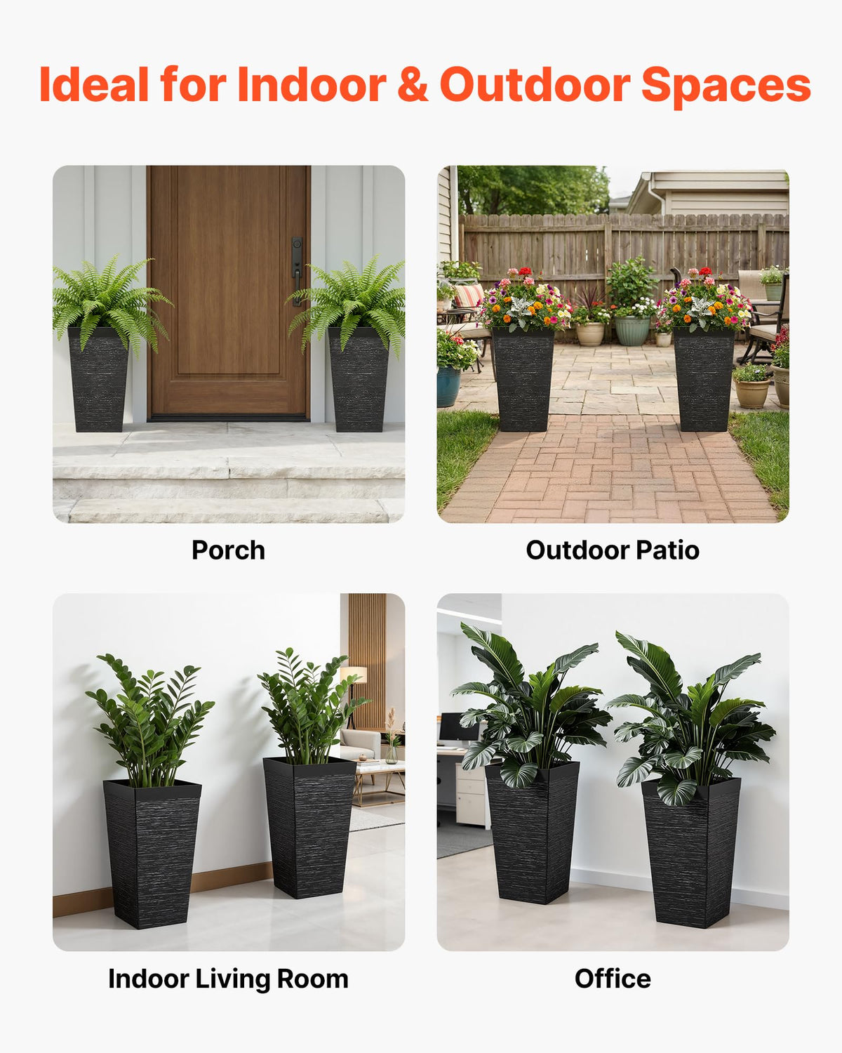 VEVOR porch planter showcasing drainage system and upright container for outdoor use.