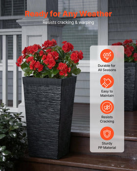 VEVOR 23-inch tall planter side profile showing clean lines and versatile outdoor look.