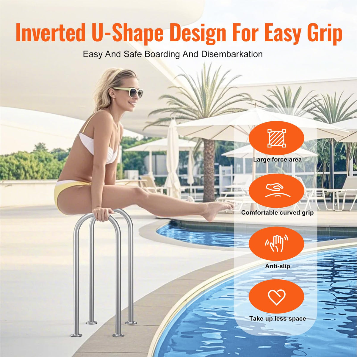 Thickened pipe walls and base add strength for reliable pool/dock use