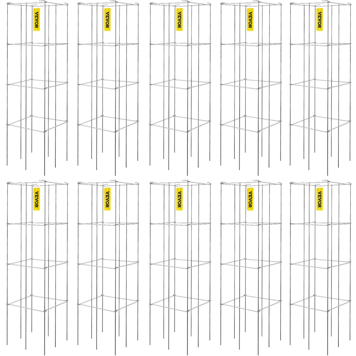 VEVOR tomato cages 3-tier trellis supports vertical growth for climbing plants.