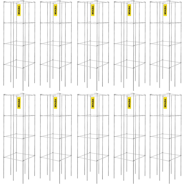 VEVOR tomato cages 3-tier trellis supports vertical growth for climbing plants.