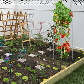 VEVOR tomato cages fold flat for off-season compact storage.