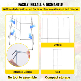 VEVOR tomato cages support tall climbers up to 59 inches with sturdy steel wire.
