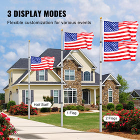VEVOR twist-lock mechanism on flag pole enables quick, secure height adjustment.