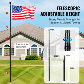 VEVOR flag pole twist-lock mechanism for secure height adjustments