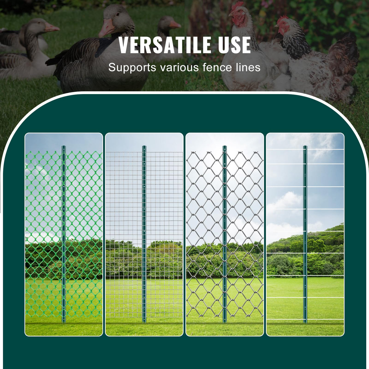 VEVOR UV-resistant powder-coated finish protects against weather.