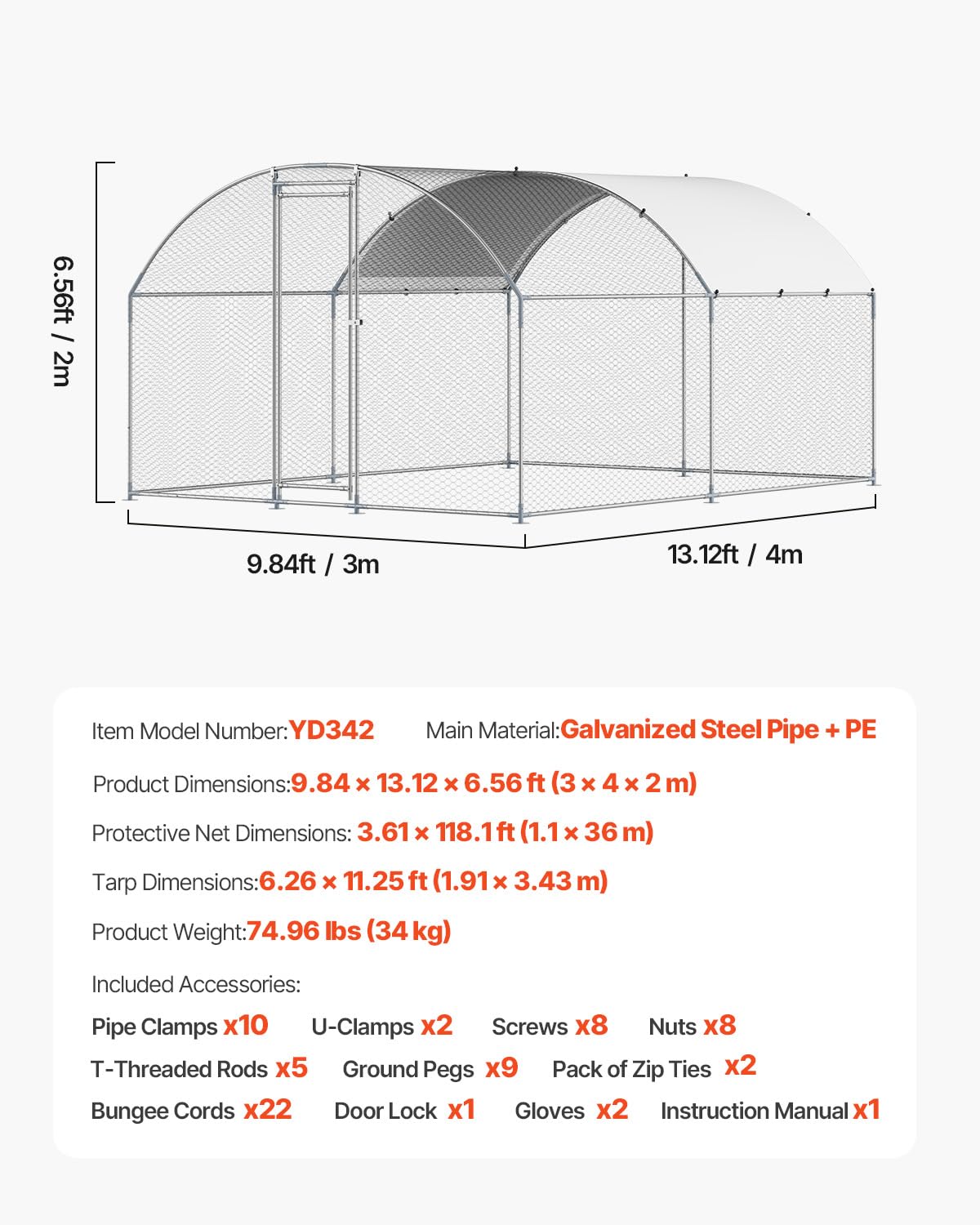 VEVOR versatile enclosure works as hen, duck, or rabbit housing.