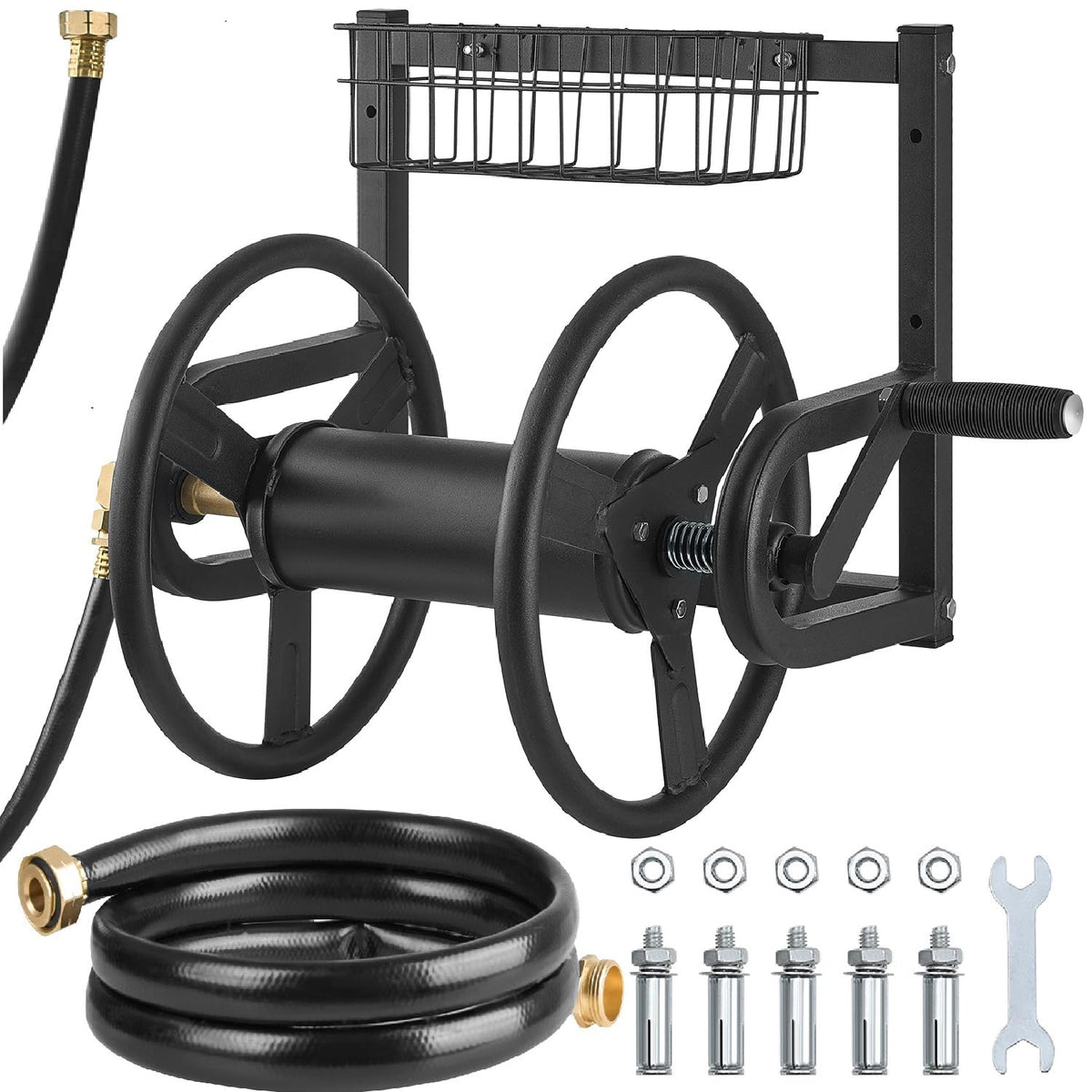 VEVOR wall mounted hose reel with brass fittings for leak free connections