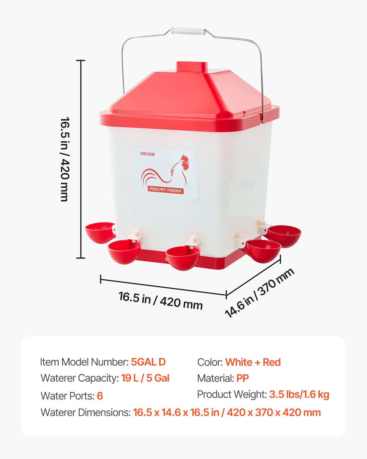 VEVOR waterproof PP material withstands weather and use.