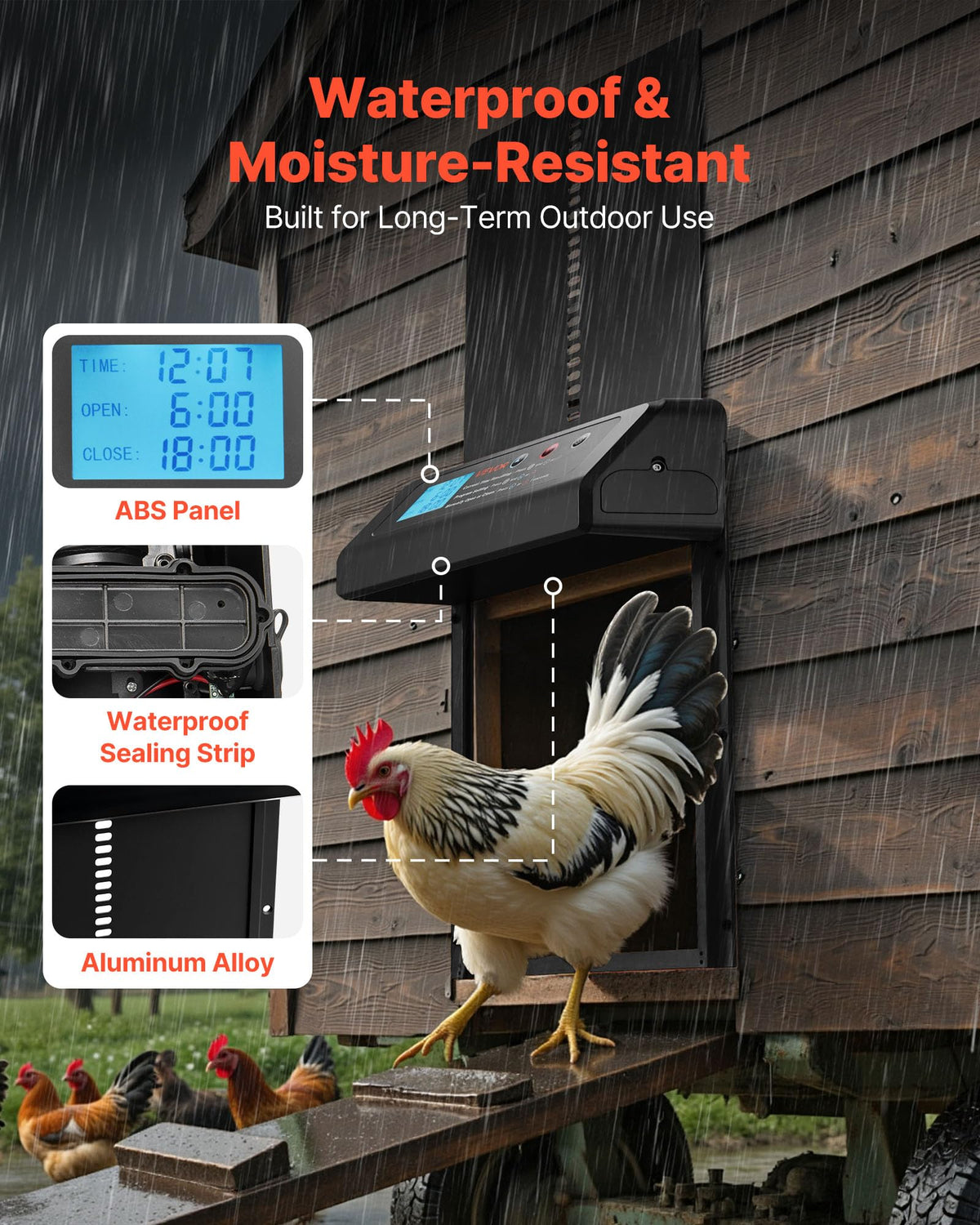 VEVOR waterproof sealing ensures protection in rain and snow