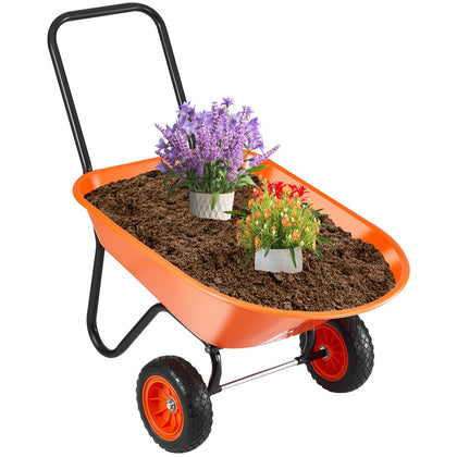 VEVOR Wheelbarrow Cart with 5-cu-ft tray for soil and gravel.