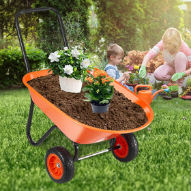 VEVOR Wheelbarrow Cart heavy-duty frame stands up to tough outdoor use.