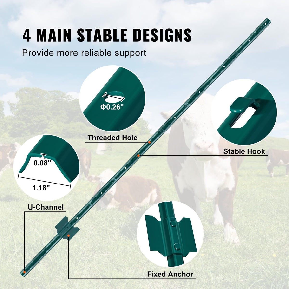 VEVOR fence post with zip ties included for quick setup.