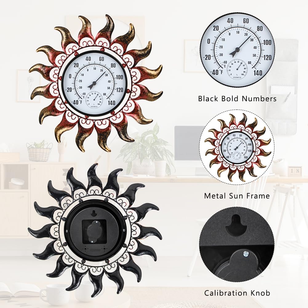 VEWOGARDEN sun design adds decorative patio charm while showing temperatures