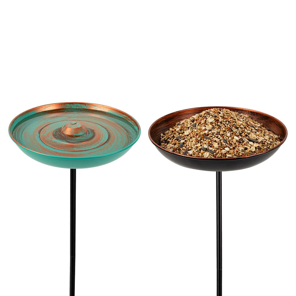VEWOGARDEN bird bath with vintage copper finish on stake for garden decor.