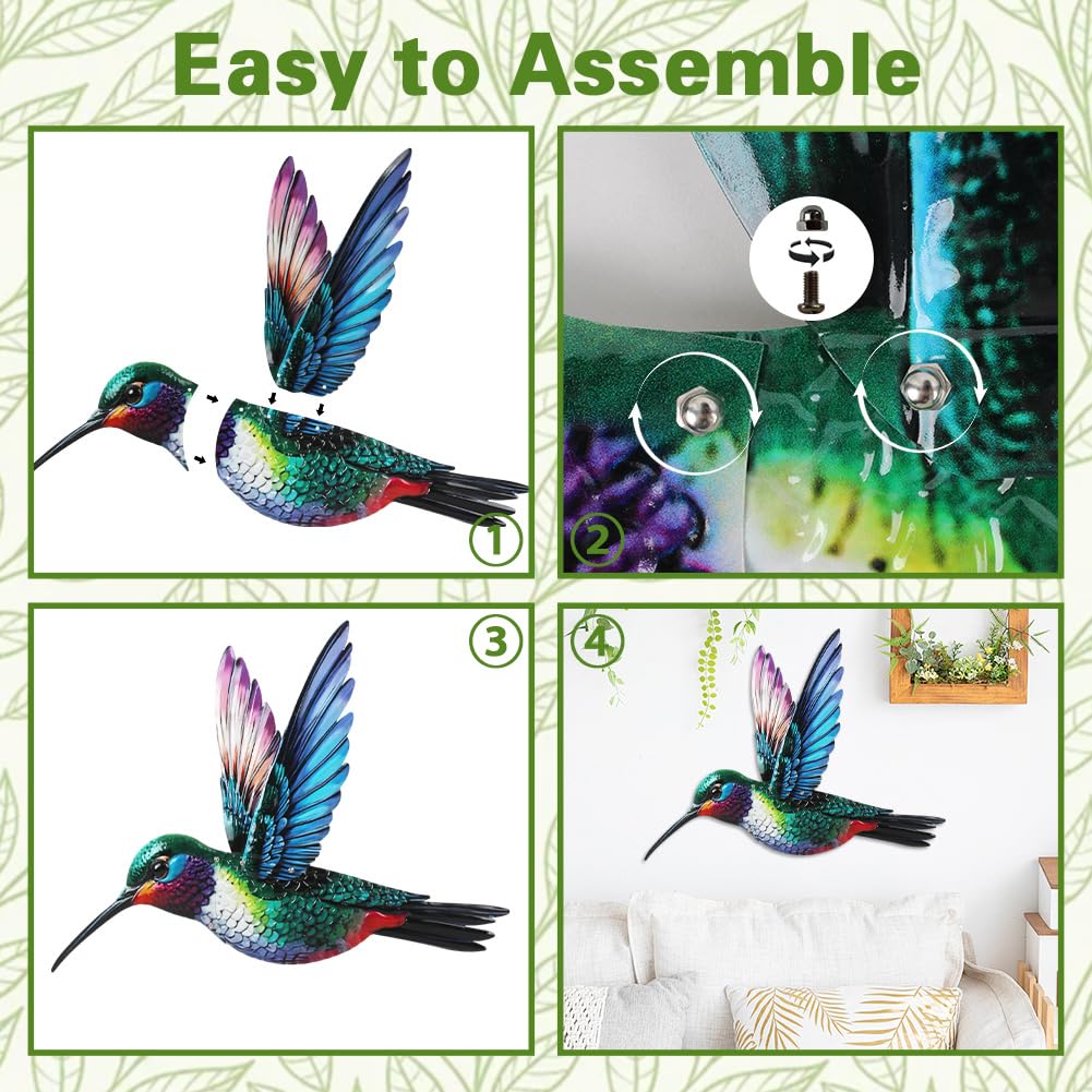 VEWOGARDEN outdoor hummingbird art with easy installation and included wrench.