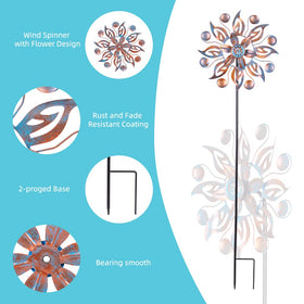 VEWOGARDEN garden art wind spinner adds visual interest to lawns.