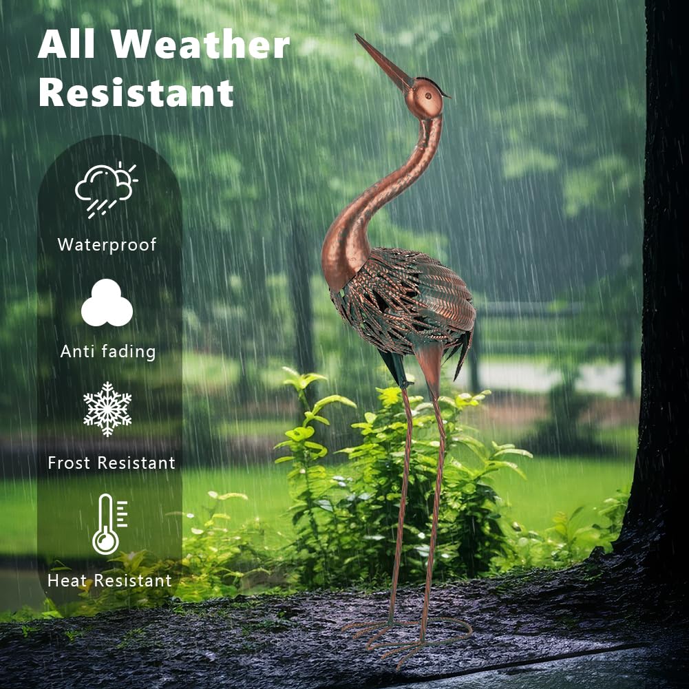 VEWOGARDEN Heron ground stake statue provides sturdy grounding