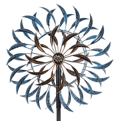 VEWOGARDEN large wind spinner installed on a stake elevating garden curb appeal.