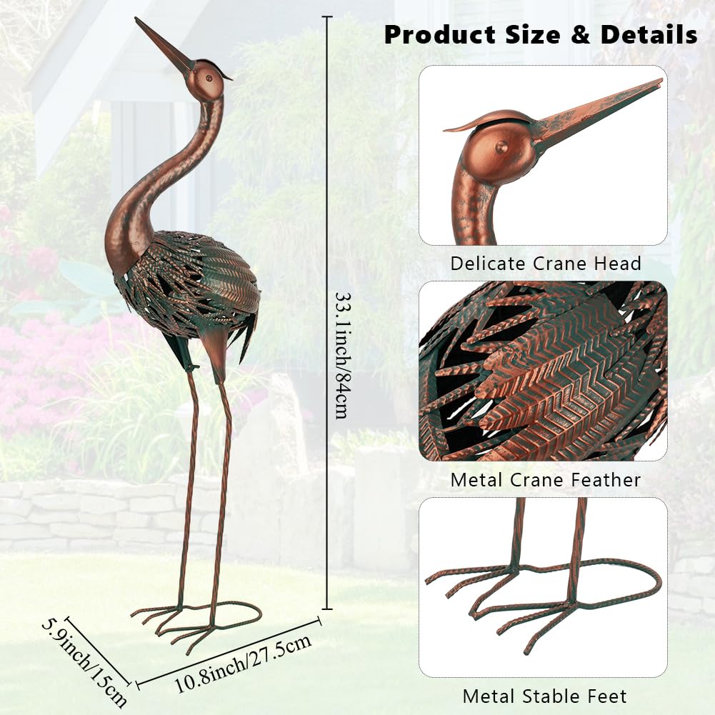 VEWOGARDEN Metal crane yard decor angled view for outdoor focal point
