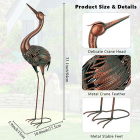 VEWOGARDEN Metal crane yard decor angled view for outdoor focal point