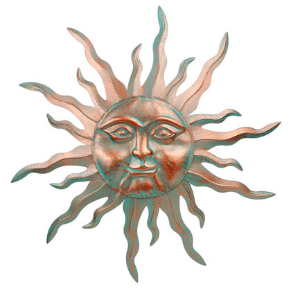 VEWOGARDEN metal sun wall decor with 30-inch diameter creates a bold outdoor focal point