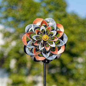 VEWOGARDEN outdoor wind spinner blends brushed gray with copper for a timeless garden accent