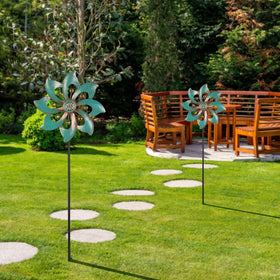 VEWOGARDEN wind spinner floral rose, two-pack decor for yard.