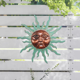 VEWOGARDEN sun art metal wall piece close-up showing rustproof coating durability