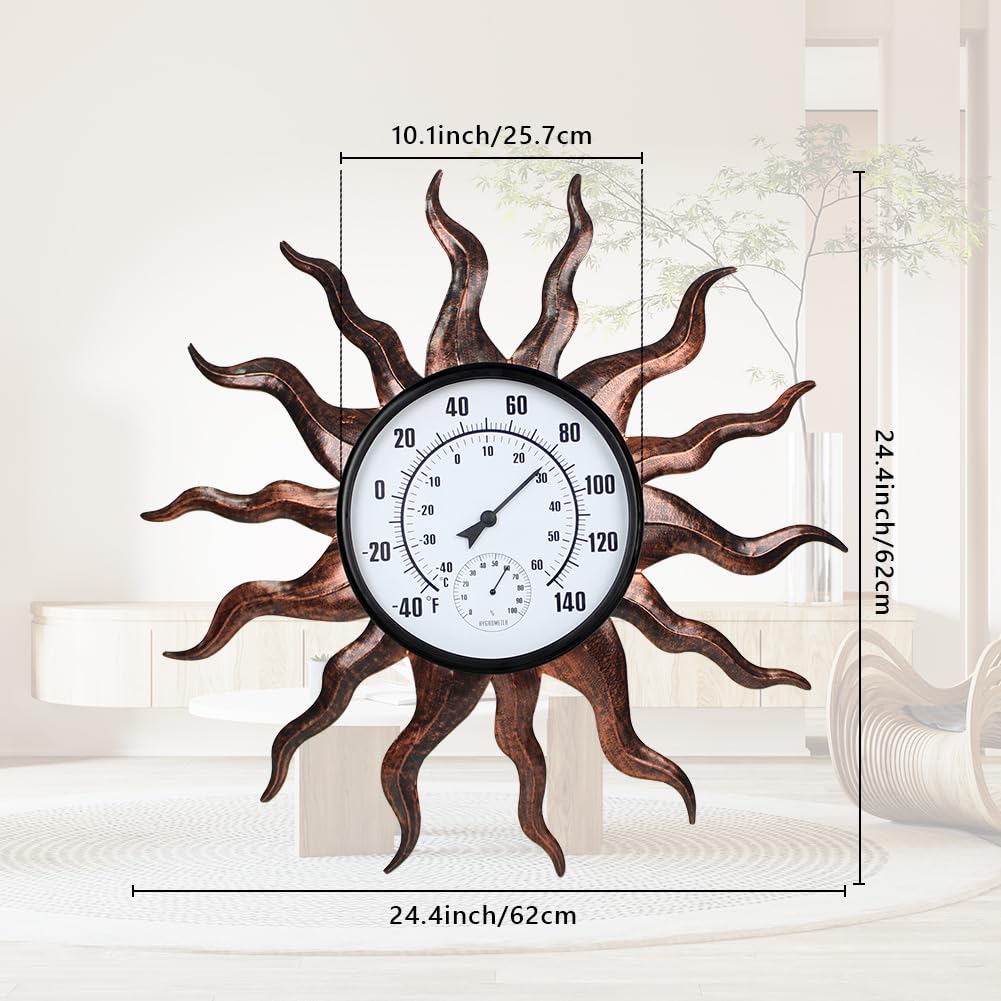 VEWOGARDEN sun outdoor thermometer garden setting shows practical, weather-ready display