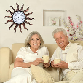 VEWOGARDEN sun outdoor thermometer bimetallic mechanism provides battery-free precision