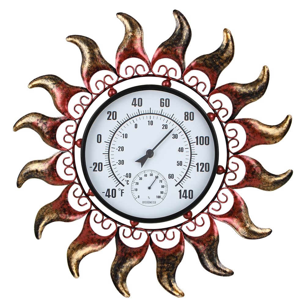 VEWOGARDEN sun outdoor thermometer with metal frame for stylish weather tracking