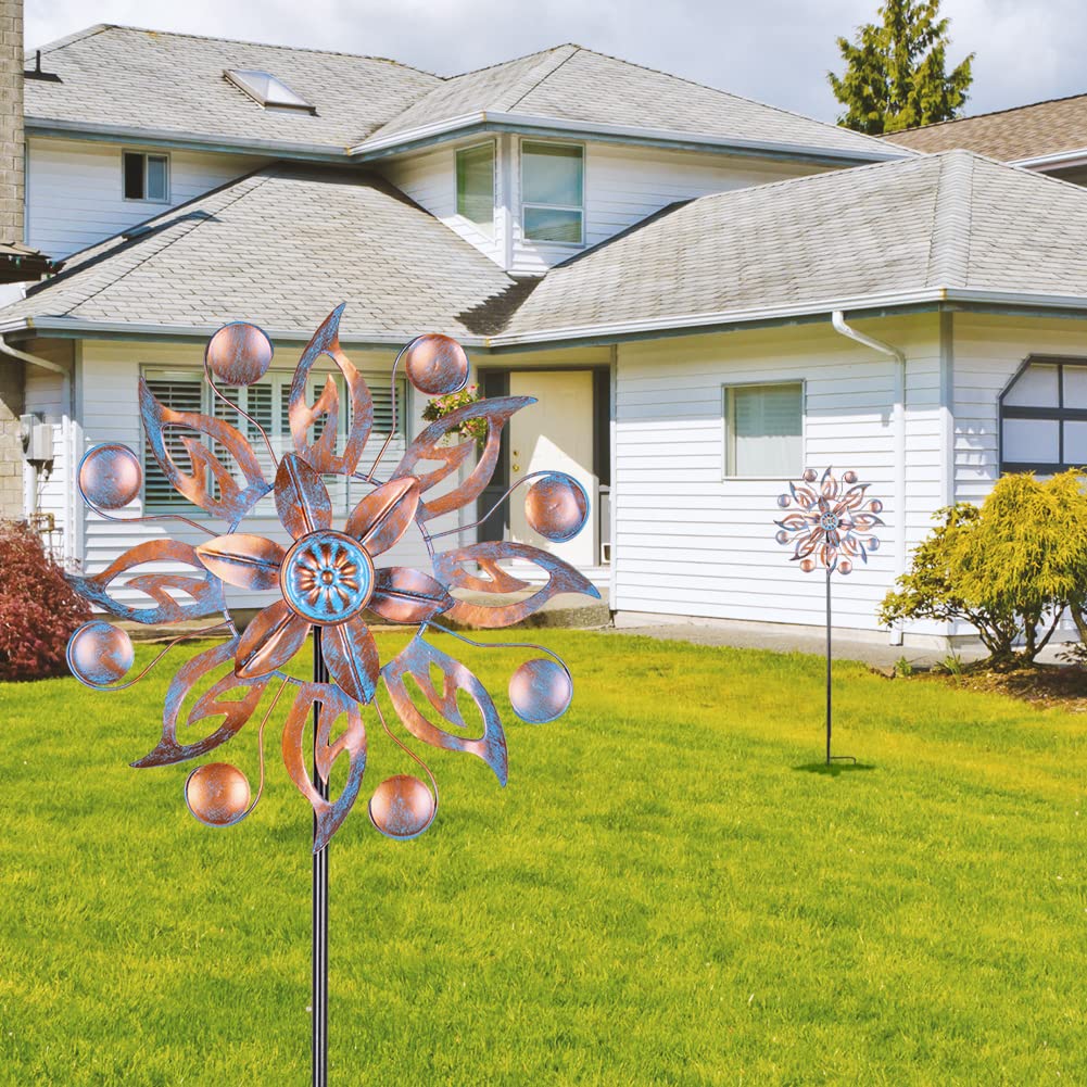 VEWOGARDEN waterproof wind spinner withstands rain and sun while rotating gracefully.