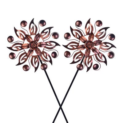 VEWOGARDEN wind spinner in copper finish spins in breeze for garden decor