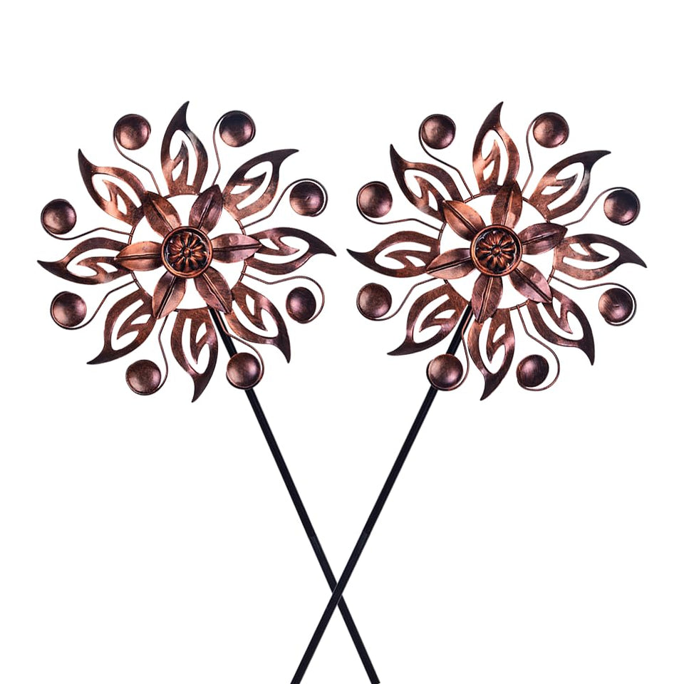 VEWOGARDEN wind spinner in copper finish spins in breeze for garden decor