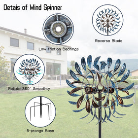 VEWOGARDEN double-sided blades spin freely in windy conditions.